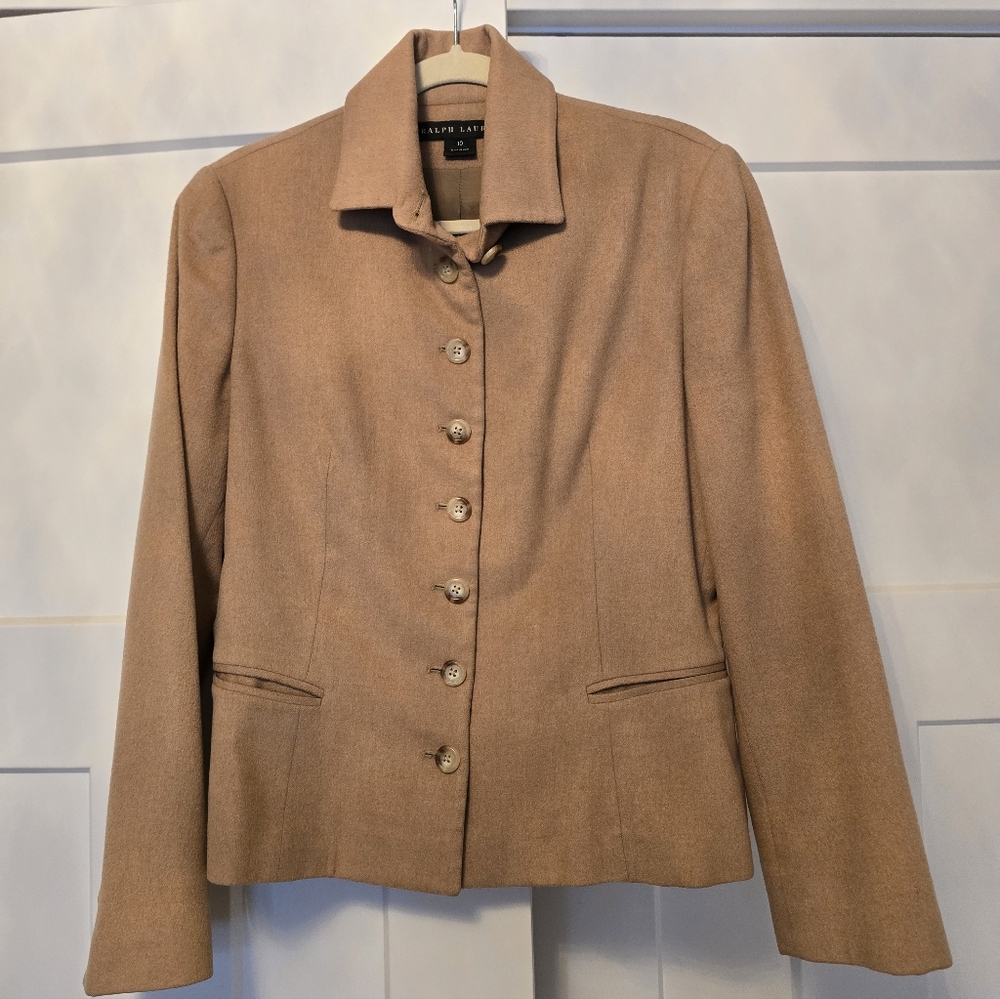 Ralph Lauren Black Label Womans Camelhair Luxury Coat Sz 10 Cashmere Wool Jacket